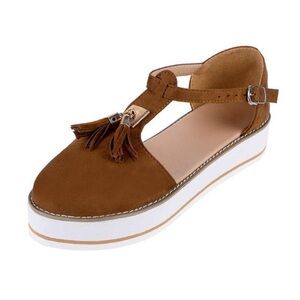 Tassel Round Toe Thick Bottom Platform Sandals, 9